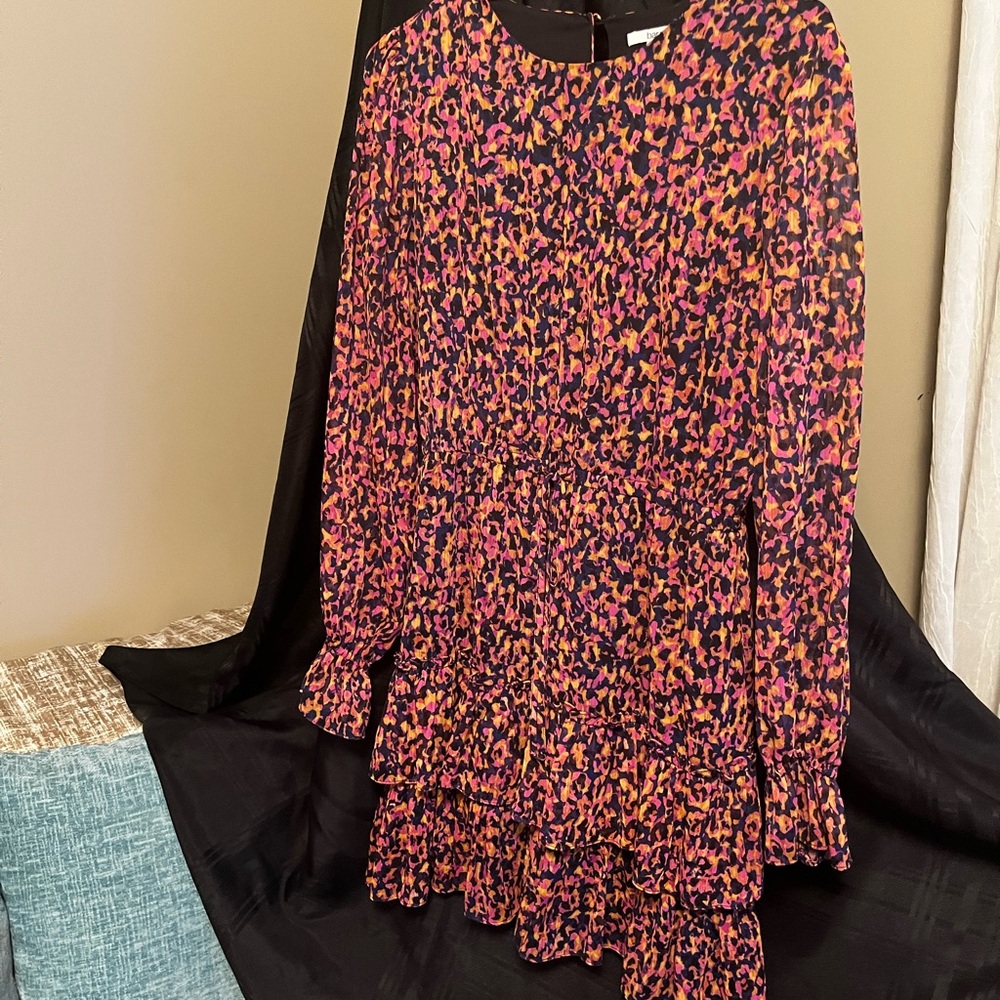 Bar III Women's Long Sleeve Dress - Pink and Orange